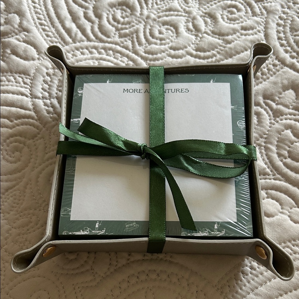Green and Gray Desk Organizer Gift set with memo pad